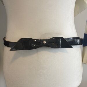 Elegant Black Leather Bow Belt